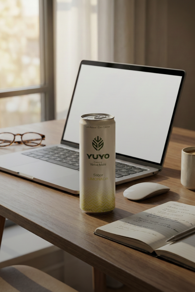 Yuyo para empresas. Yuyo. Energía Natural. Bebida a base de yerba mate. Sabor limonada. Energizante Saludable y Natural. Concentración, enfoque y productividad todo en una lata.